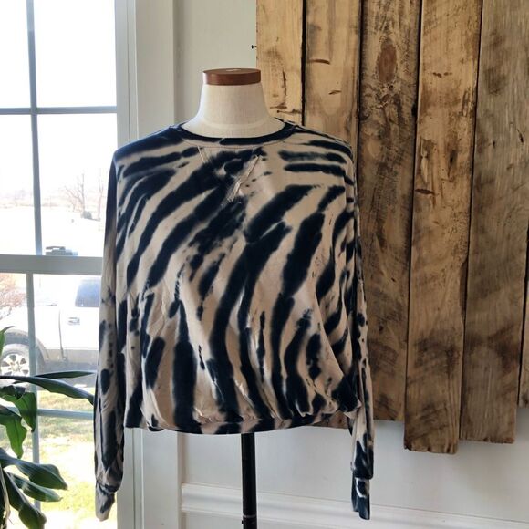Young Fabulous & Broke Navy/Tan Tie Dye‎ Fleece Relaxed Sweatshirt Size Small - Picture 4 of 16